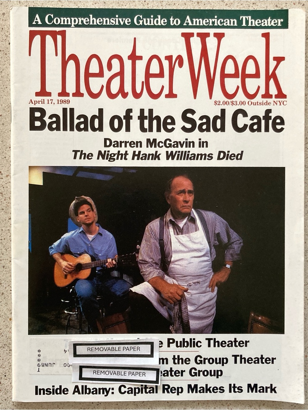 Darren McGavin Matt Mulhern Theater Week Magazine April 17 1989 - Label Attached